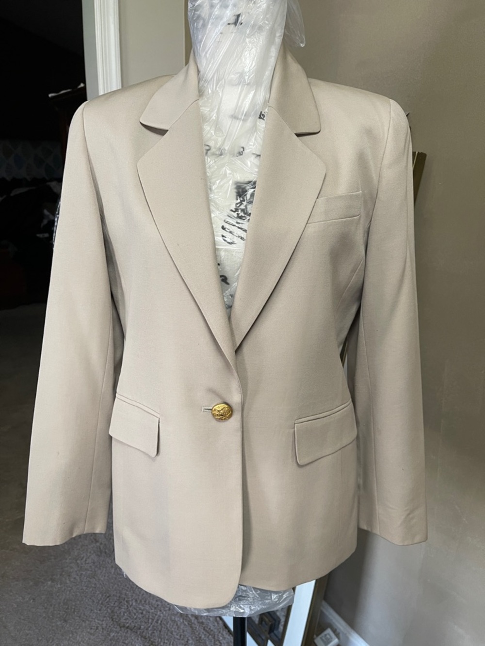 Talbots Beige Single-Button Tailored Blazer